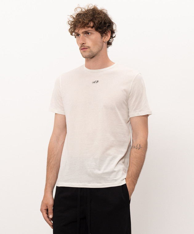 Ann Demeulemeester Белая футболка с контрастной вышивкой B0014216FA206 изображение 3