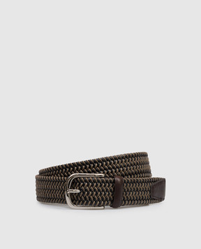 Orciani Коричневий комбінований плетений ремінь Sea Elast U08163RAG