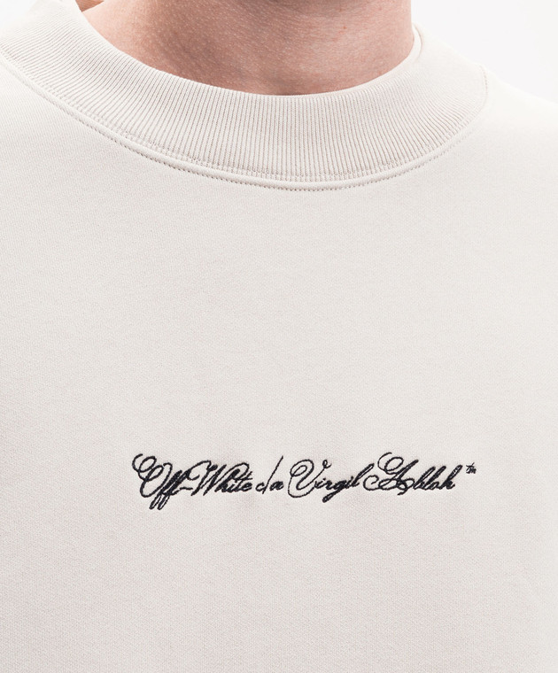Off-White Бежевий світшот з вишивкою Script Arrow 44MBA054S26F001 зображення 5
