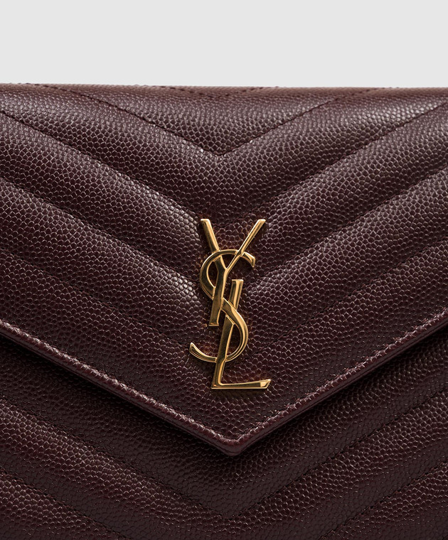 Saint Laurent Бордовая кожаная сумка Cassandre 862439AAGY5 изображение 4