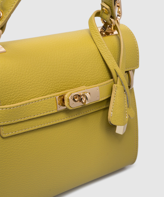 Gianni Notaro Зеленая кожаная сумка-сетчел DOLLARO 099DOLLAROORO изображение 4