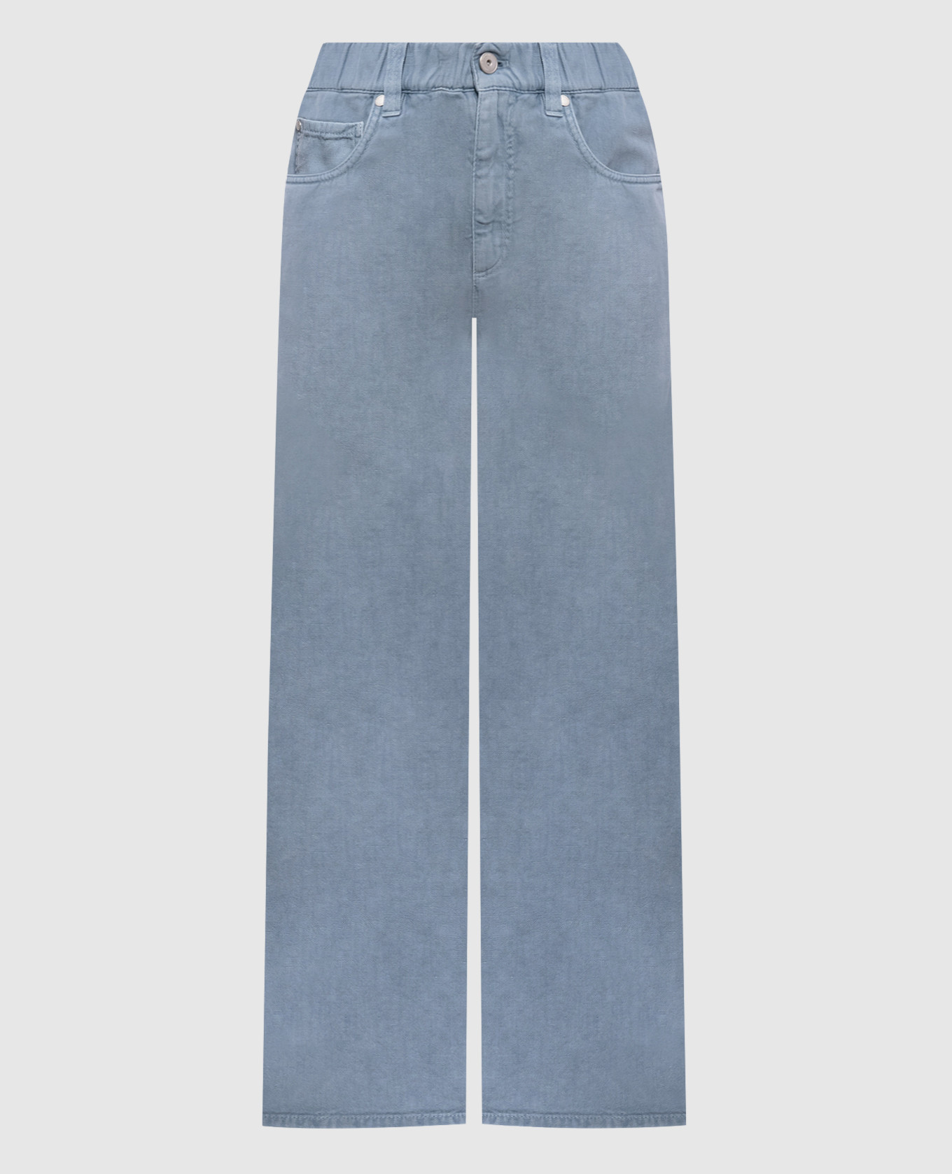 Голубые джинсы с льном