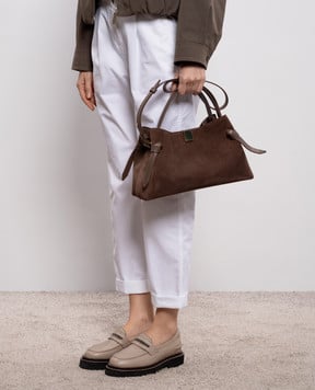 YUZEFI Коричневая замшевая сумка Gyoza GYOZA