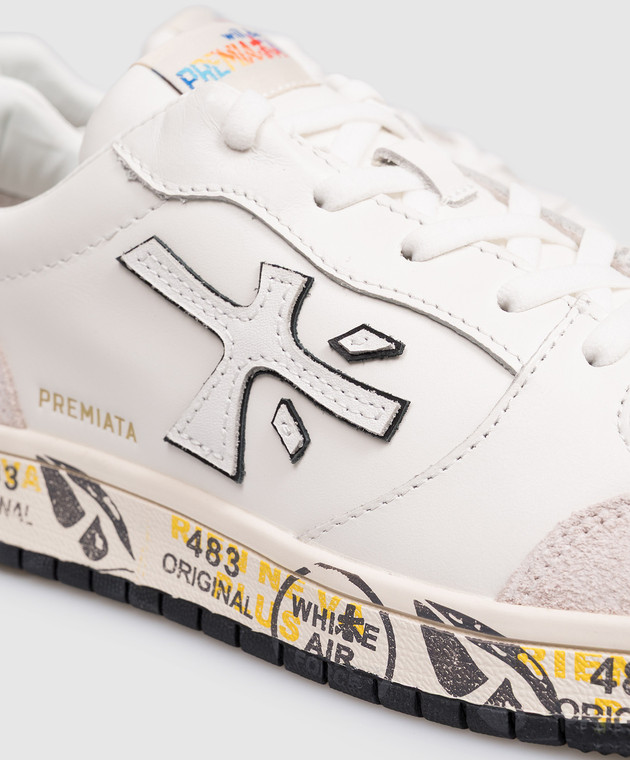 Premiata Детские белые кожаные кроссовки MARC 352895233639 изображение 5