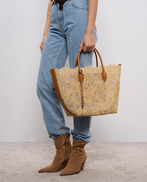 Ermanno Scervino Бежевая сумка-тоут с вышивкой D483S415PYV