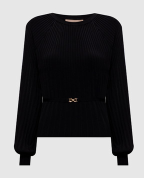 Twinset Чорний джемпер з поясом 262TT3451