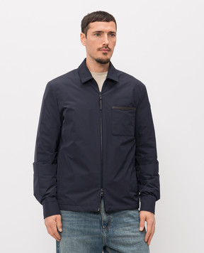 Moncler Синяя пуховая куртка с нашивкой логотипа L10911G00014597Y3