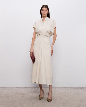 Brunello Cucinelli Бежевое платье с леном MH126A5426