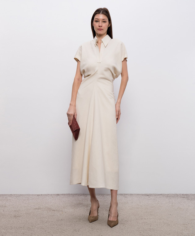 Brunello Cucinelli Бежевое платье с леном MH126A5426 изображение 2