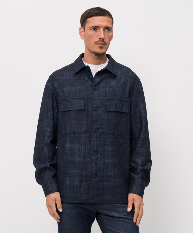 Castangia dal 1850 Синя сорочка з вовни та шовку BNT3 зображення 3