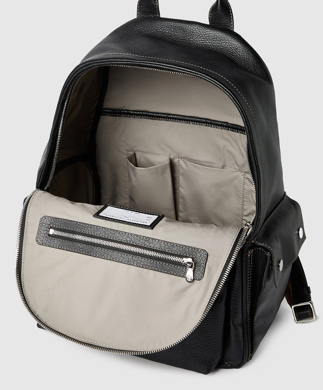 Brunello Cucinelli Чорний шкіряний рюкзак Travel MBZIBU243 зображення 4