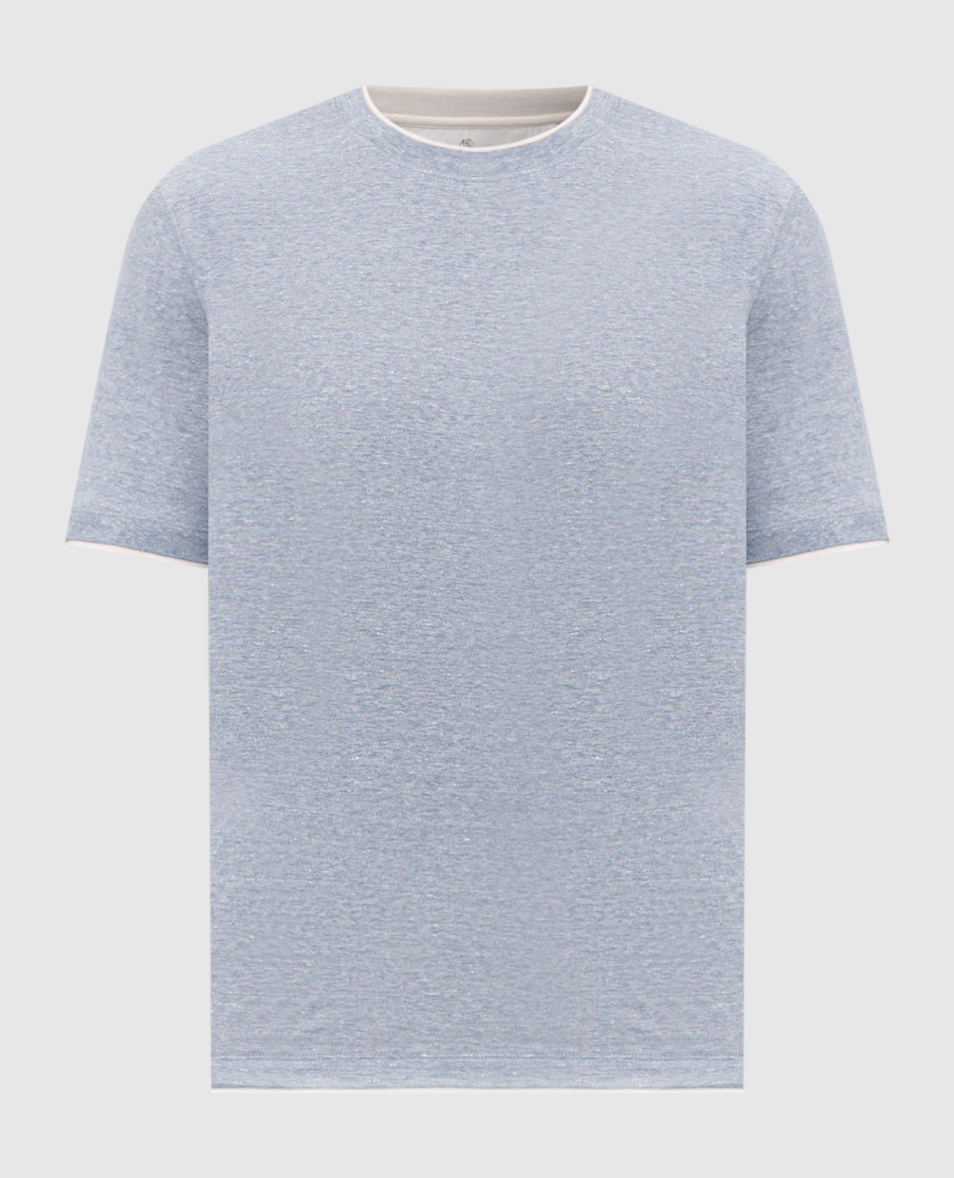 Голубая меланжевая футболка с леном