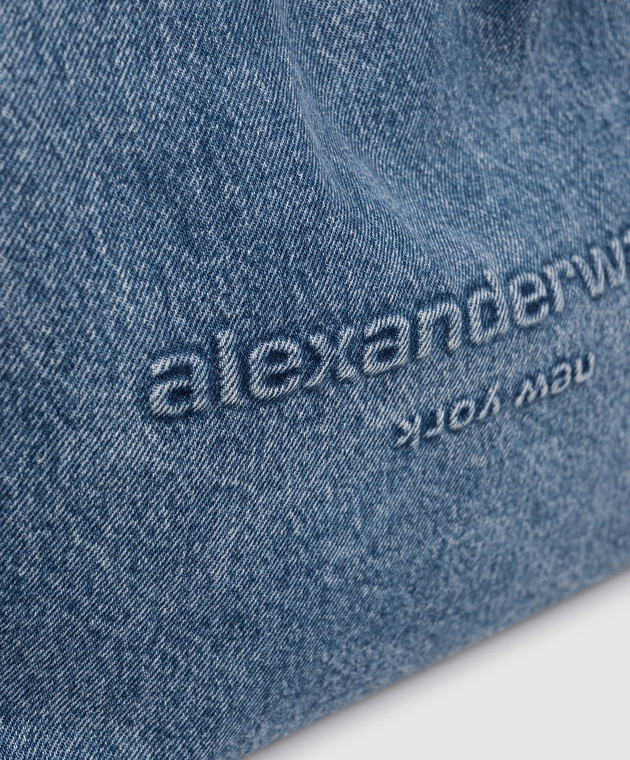 Alexander Wang Синя джинсова сумка-хобо з фактурним логотипом 20226K64T зображення 4