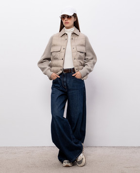 Brunello Cucinelli Бежевая пуховая куртка с цепочкой мониль MD5987696P