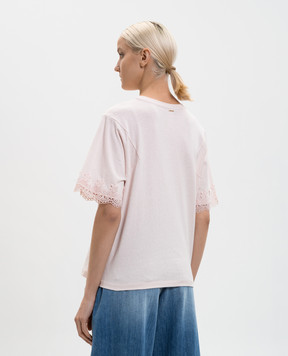Twinset Рожева футболка з мереживом 261TP2110