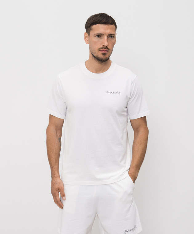 Sporty & Rich Футболка кольору айворі з принтом логотипа TO11975325WH01 зображення 3