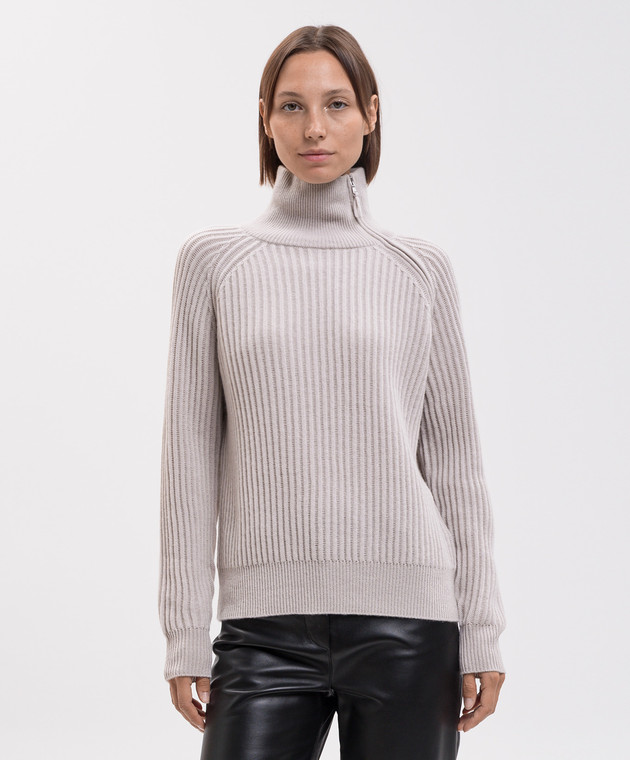 Allude Бежевий светр з вовни та кашеміру з блискавкою 26517621 зображення 3