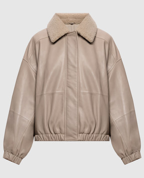 Brunello Cucinelli Бежевая кожаная куртка с мехом MPNMO7734