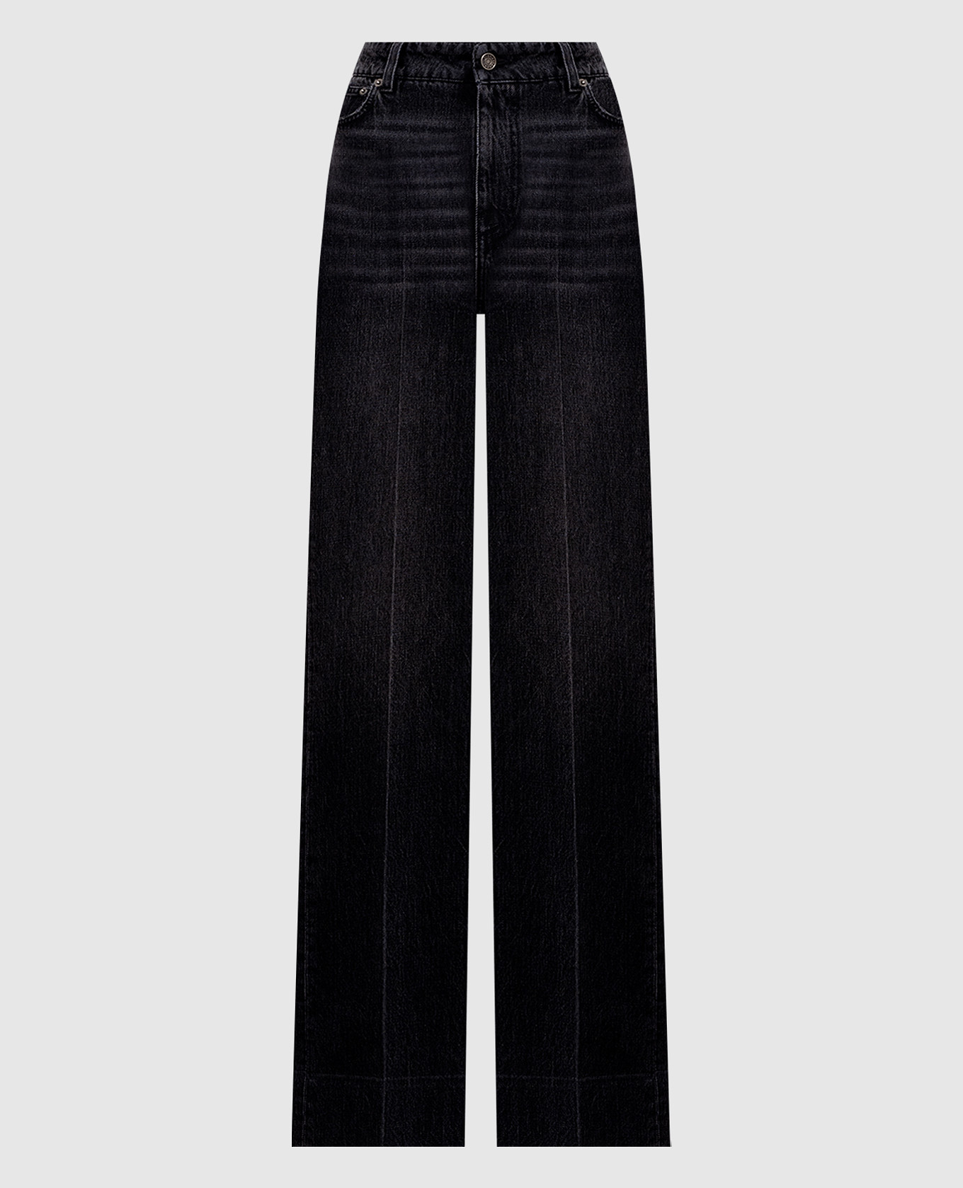 

Черные джинсы с эффектом потертости, Черный, Прямые джинсы