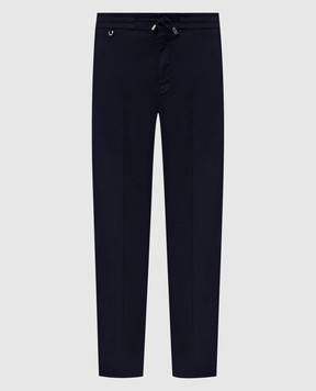 Stefano Ricci Голубые брюки с леном с вышивкой монограммы логотипа M1T610005BLCTL1U