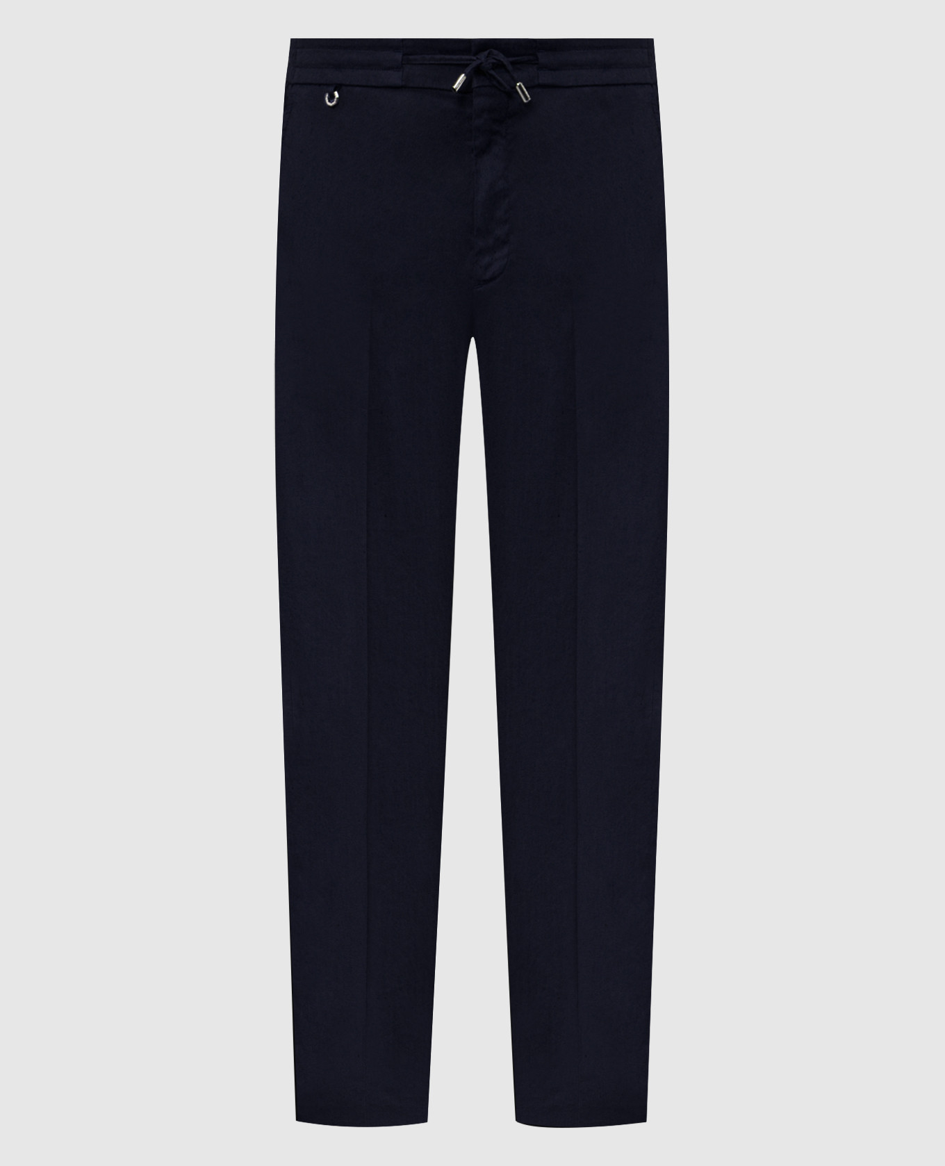 Голубые брюки с леном с вышивкой монограммы логотипа