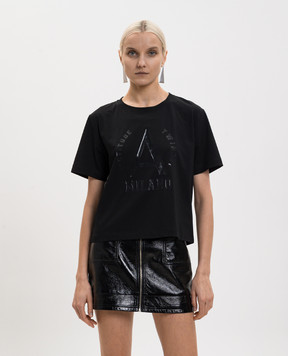 Twinset Чорна футболка з принтом логотипа 261AP2163