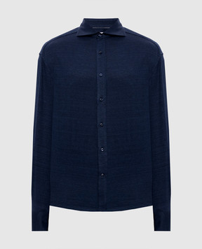 Brunello Cucinelli Синя сорочка з льоном MR8276686