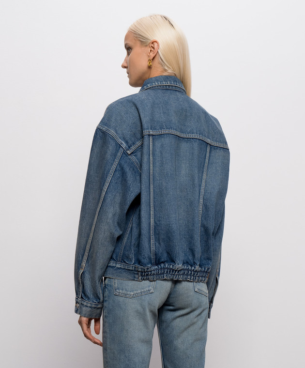 Saint Laurent Синяя куртка джинсовая с патчем логотипа 874269Y18HA изображение 4