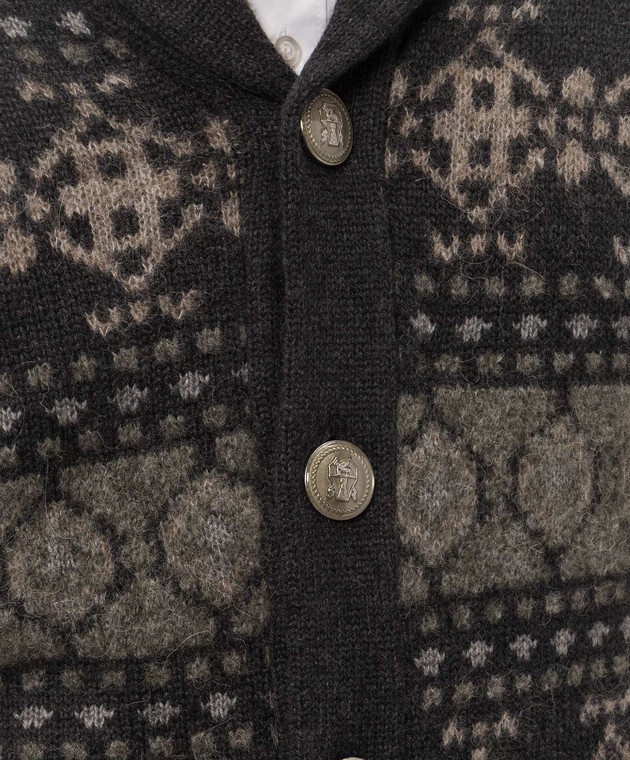 Brunello Cucinelli Серый кардиган с кашемиром в узор M22506306 изображение 5