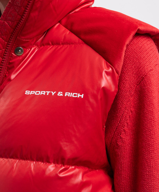 Sporty & Rich Красный пуховый жилет с принтом логотипа OW06282315RE55 изображение 5