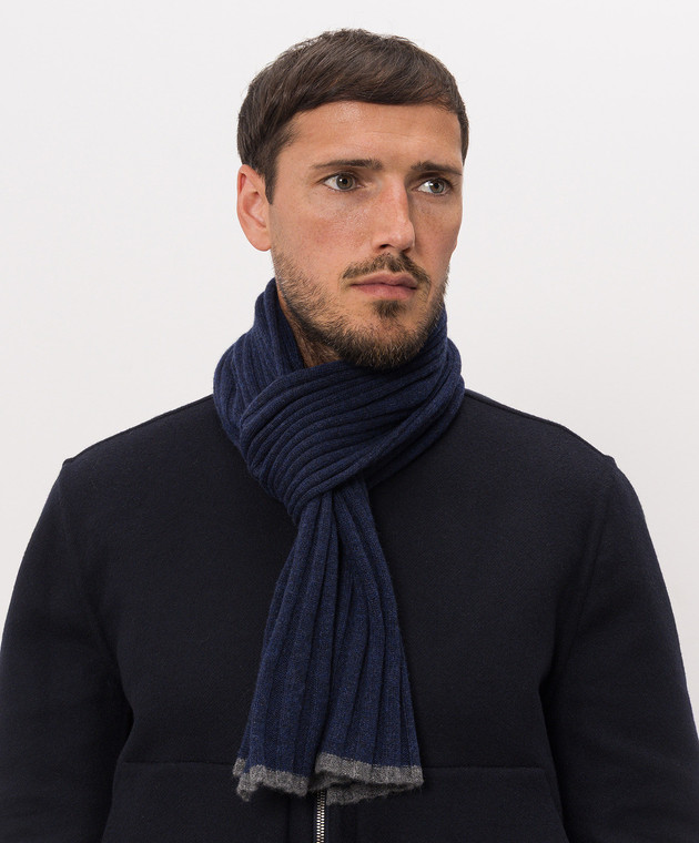 Brunello Cucinelli Синий шарф из кашемира M2240819 изображение 2