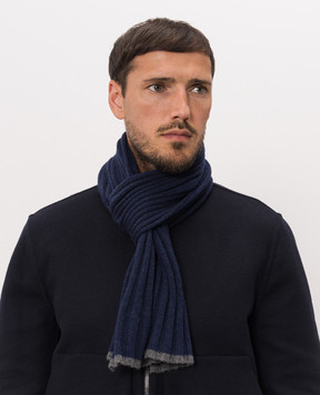Brunello Cucinelli Синій шарф з кашеміру M2240819