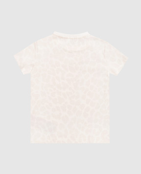 Balmain Дитяча бежева футболка в принт BY8C21Z3763