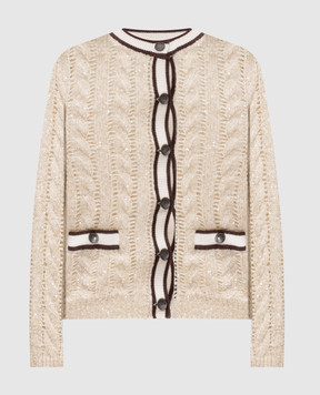 Brunello Cucinelli Бежевий кардиган з вовною та кашеміром MGT352206P