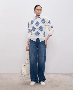 Twinset Голубая рубашка с вышивкой логотипа 261TE2010