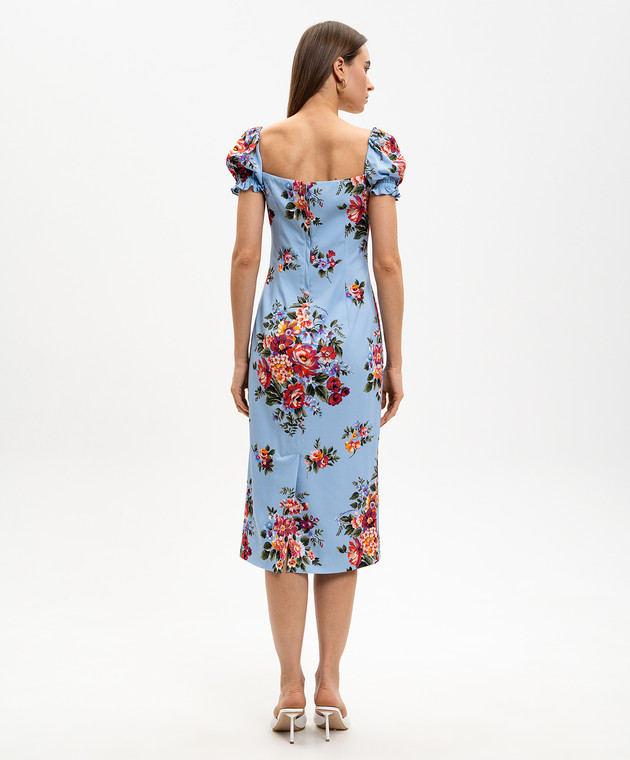 Dolce&Gabbana Блакитна сукня із шовком в квітковий принт F612STFSA8P зображення 3