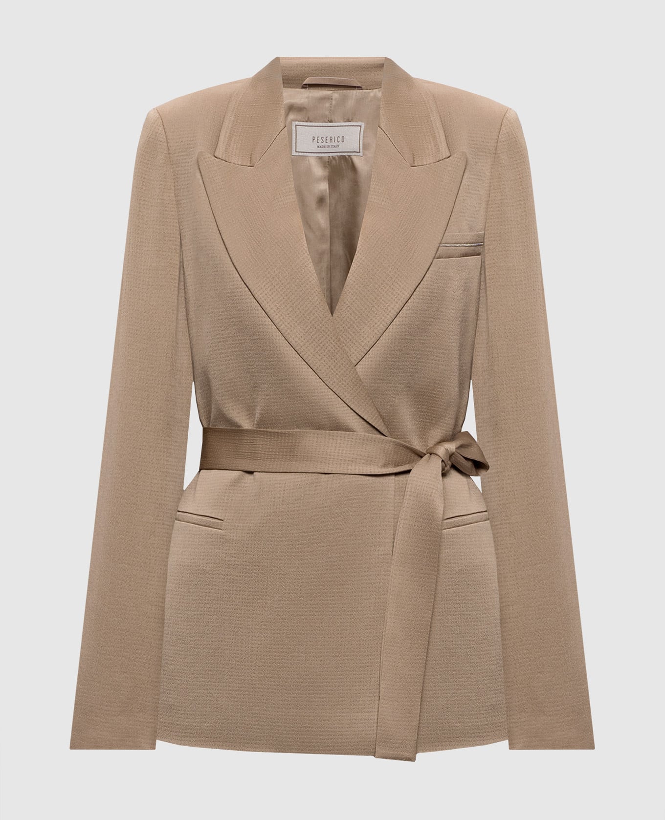 Бежевый двубортный жакет