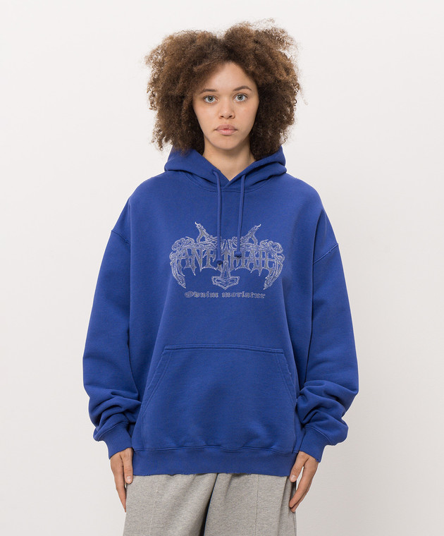 Vetements Синие худи с принтом MH27HD199BL изображение 3