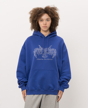 Vetements Синє худі з принтом MH27HD199BL