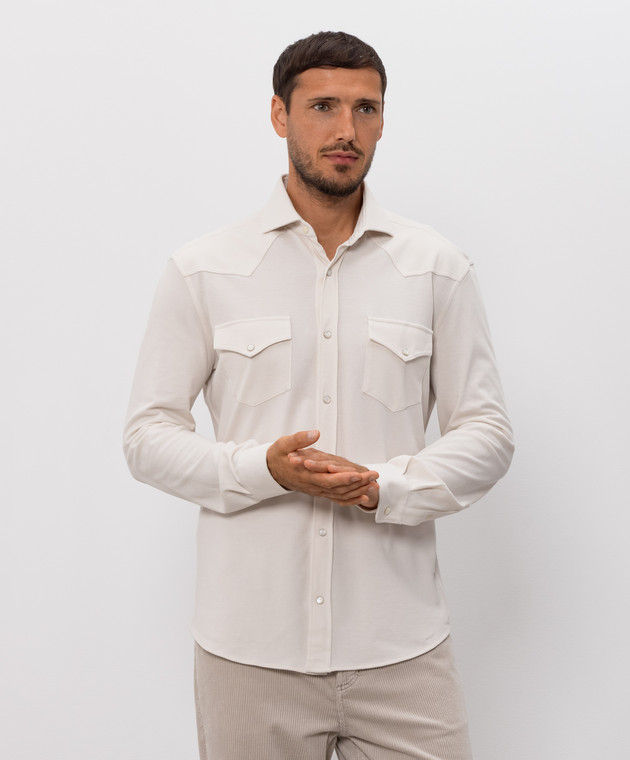 Brunello Cucinelli Рубашка цвета айвори ME8546666 изображение 3