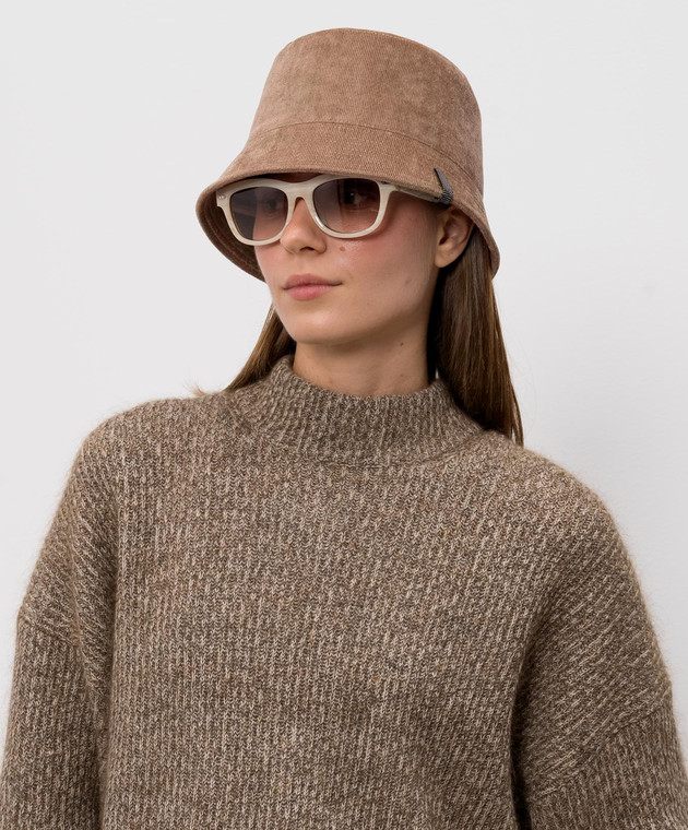 Brunello Cucinelli Коричнева вельветова панама з ланцюжком моніль MCAP90229P зображення 2