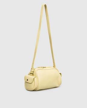 Christian Villa Желтая кожаная сумка с принтом логотипа 06494