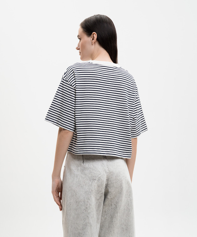 Solotre Белая футболка в полоску M1AB0056 изображение 4