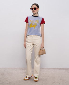 Valentino Бежевые джинсы клеш с патчем логотипа 8B3DD21V9Y5