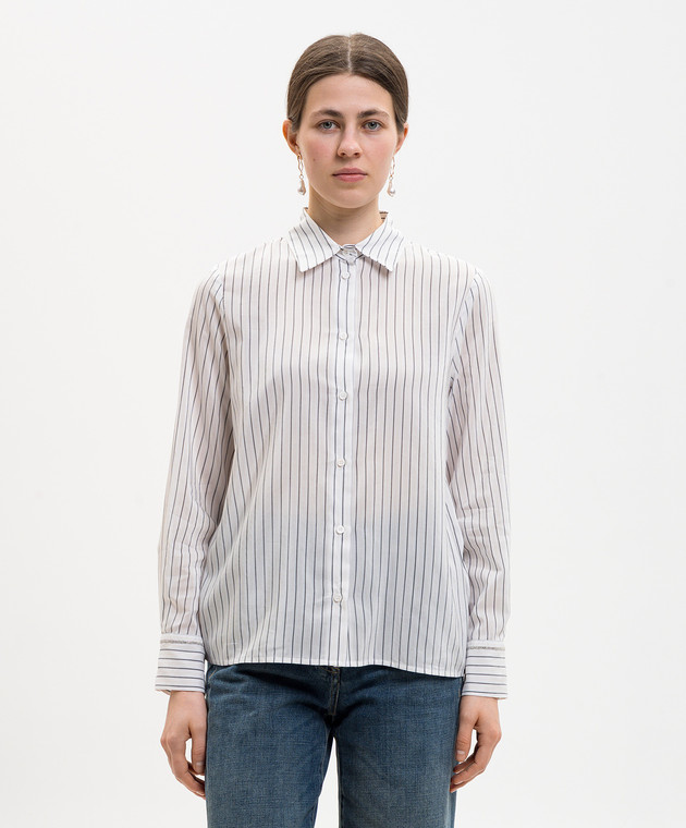 Peserico Біла сорочка в смужку з ланцюжком моніль S0606008334 зображення 3