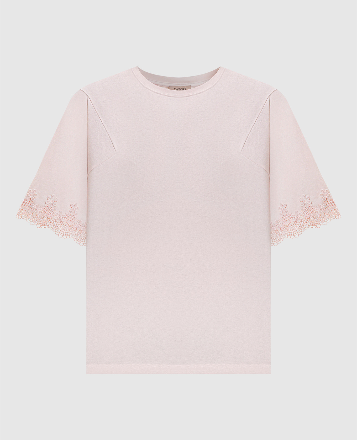 Розовая футболка с кружевом