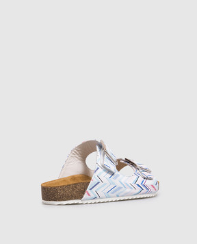 Missoni Детские кожаные шлепанцы с брендовым принтом MY0A06Z3739