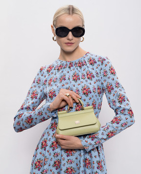 Dolce&Gabbana Зеленая кожаная сумка Sicily с пластиной логотипа BB7116B1001