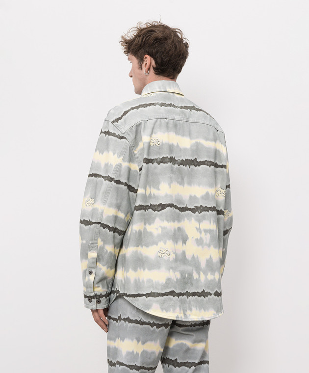 Off-White Сіра джинсова сорочка з принтом Tie Dye 44MES01FZ26F001 зображення 4