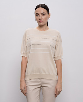 Peserico Бежевий топ з ланцюжком моніль A99088F149234S